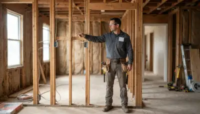 Electrician in Allentown, PA planning circuit wiring in an unfinished room before installation