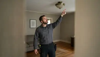Electrician conducts a lighting consultation for a ceiling fixture in an Allentown, PA home