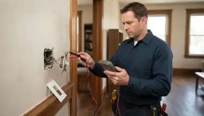 Electrician in Allentown, PA tests a wall switch with a multimeter to diagnose wiring or switch faults