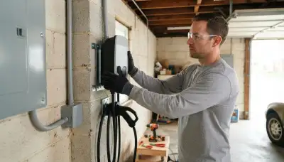 Technician installs an EV charger with dedicated circuit wiring in an Allentown, PA garage