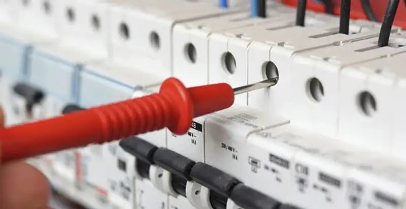 Electrical contractor testing circuit breakers during electrical repair in Northampton, PA