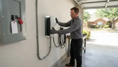Electrician installing an EV charger and dedicated circuit in an Allentown, PA garage