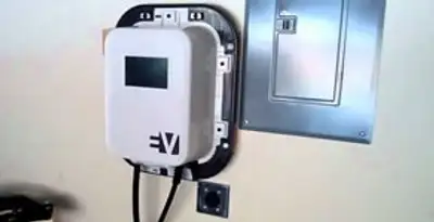 Electric car charger installation with wall-mounted EV charging station in Allentown, PA