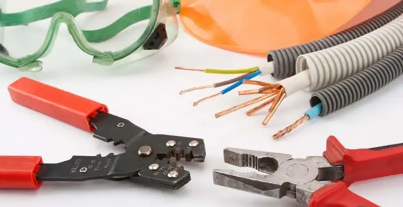 Electrical wiring repair with professional tools and safety equipment in Northampton, PA