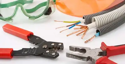 Electrical wiring repair with professional tools and safety equipment in Whitehall, PA