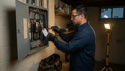 Emergency electrician diagnosing a tripped breaker in an Allentown, PA home