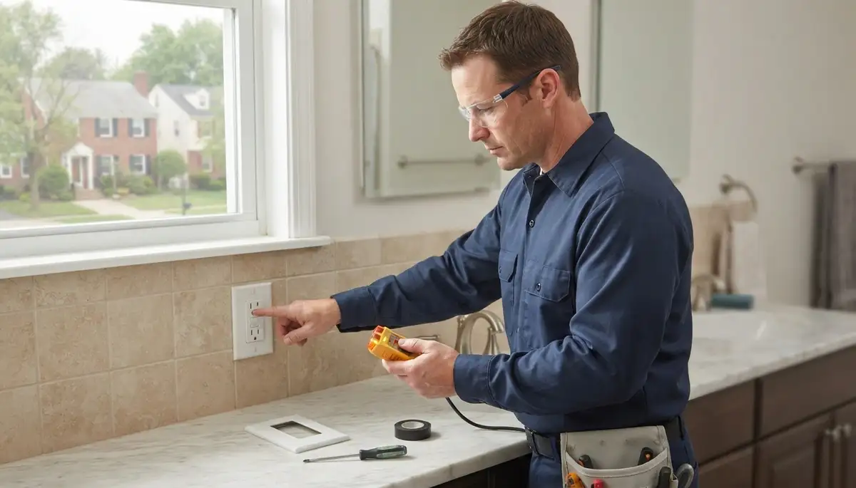 GFCI receptacle protecting a bathroom wet area in Macungie, PA