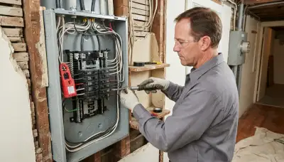 Electrician installing a new electrical load center and transferring circuits in an Allentown, PA home