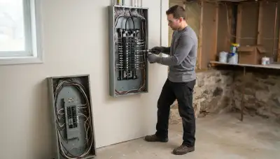 Electrician upgrading an older home's electrical panel to 200 amps in Allentown, PA