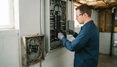 Electrician upgrading an older home's electrical panel in Catasauqua, PA