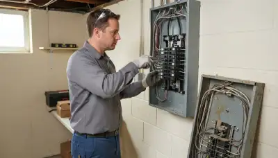 Electrician upgrading an older home’s electrical panel in Allentown, PA