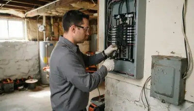Electrician upgrading an older home's electrical panel in Coplay, PA for safer modern power needs