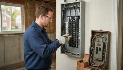 Electrician upgrading an electrical panel in an older Allentown, PA home for safer modern power needs