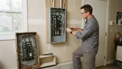 Electrician upgrading an electrical panel in an older Allentown, PA home