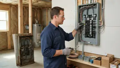 Electrician upgrading an electrical panel in an older Trexlertown, PA home