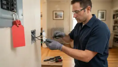 Electrician replacing a faulty electrical outlet in an Allentown, PA home