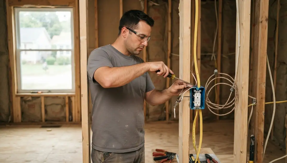 Electrician rewiring circuits and adding modern electrical wiring in a Cherryville, PA home
