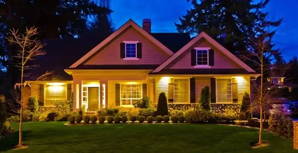 security light installation services illuminating a residential exterior at night in Allentown, PA