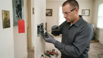 Allentown, PA electrician replacing a wall switch with secured wiring and power locked off for safe repair