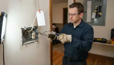 Electrician replaces scorched wiring and failed device in an Allentown, PA junction box
